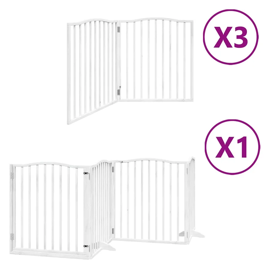 Barrière pour chien porte pliable 10 panneaux bois de peuplier - 2