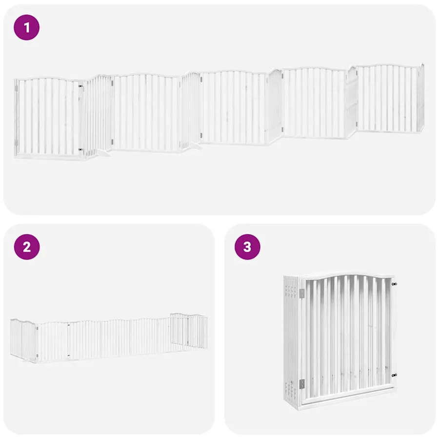 Barrière pour chien porte pliable 10 panneaux bois de peuplier - 6