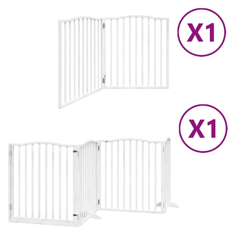 Barrière pour chien porte pliable 6panneaux blanc bois peuplier - 2