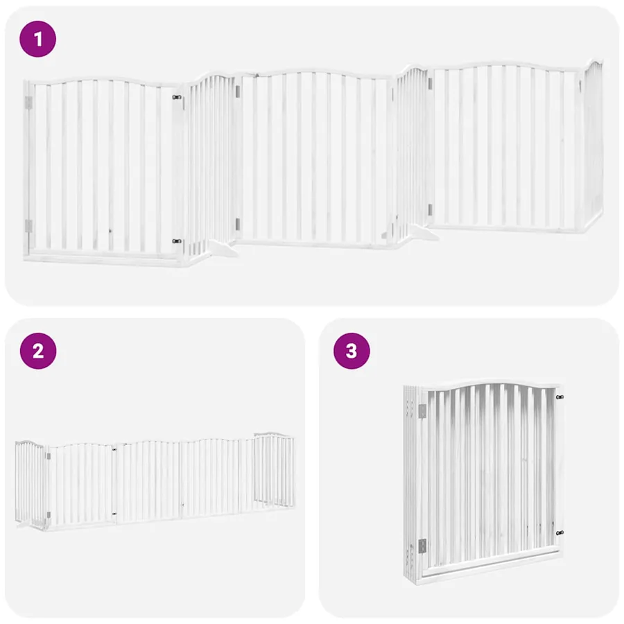 Barrière pour chien porte pliable 6panneaux blanc bois peuplier - 6