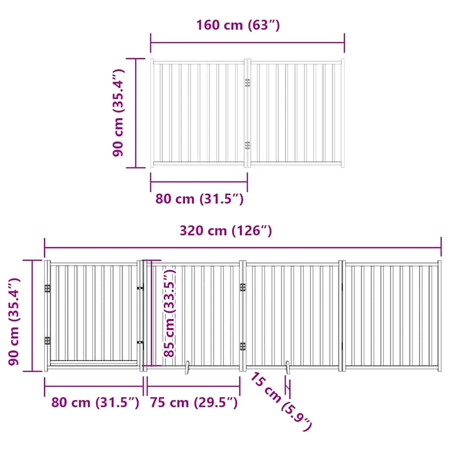 Barrière pour chien porte pliable 8 panneaux bois de peuplier - 12