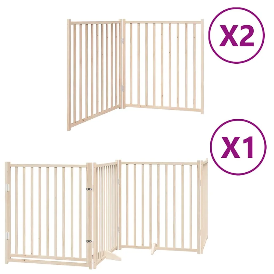 Barrière pour chien porte pliable 8 panneaux bois de peuplier - 2