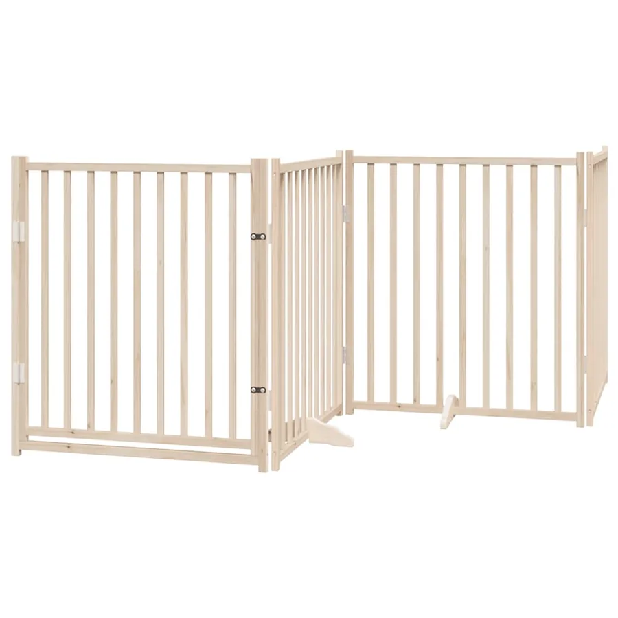 Barrière pour chien porte pliable 8 panneaux bois de peuplier - 4