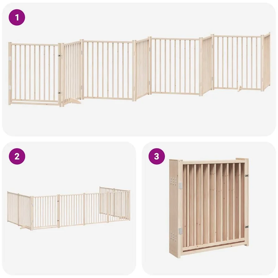 Barrière pour chien porte pliable 8 panneaux bois de peuplier - 6