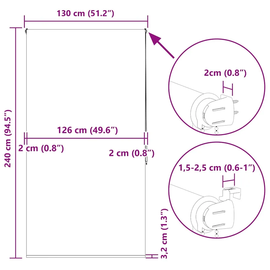 Store enrouleur de douche 130x240 cm largeur du tissu 126 cm - 15