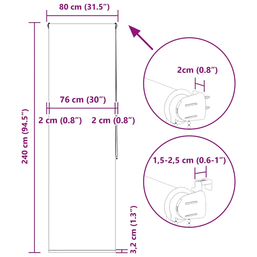 Store enrouleur de douche 80x240 cm largeur du tissu 76 cm - 15