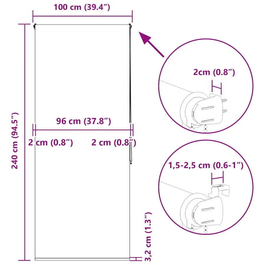 Store enrouleur de douche 100x240 cm largeur du tissu 96 cm - 16
