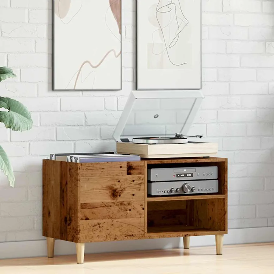 Armoire à disques vieux bois 84,5x38x48 cm bois d'ingénierie - 3