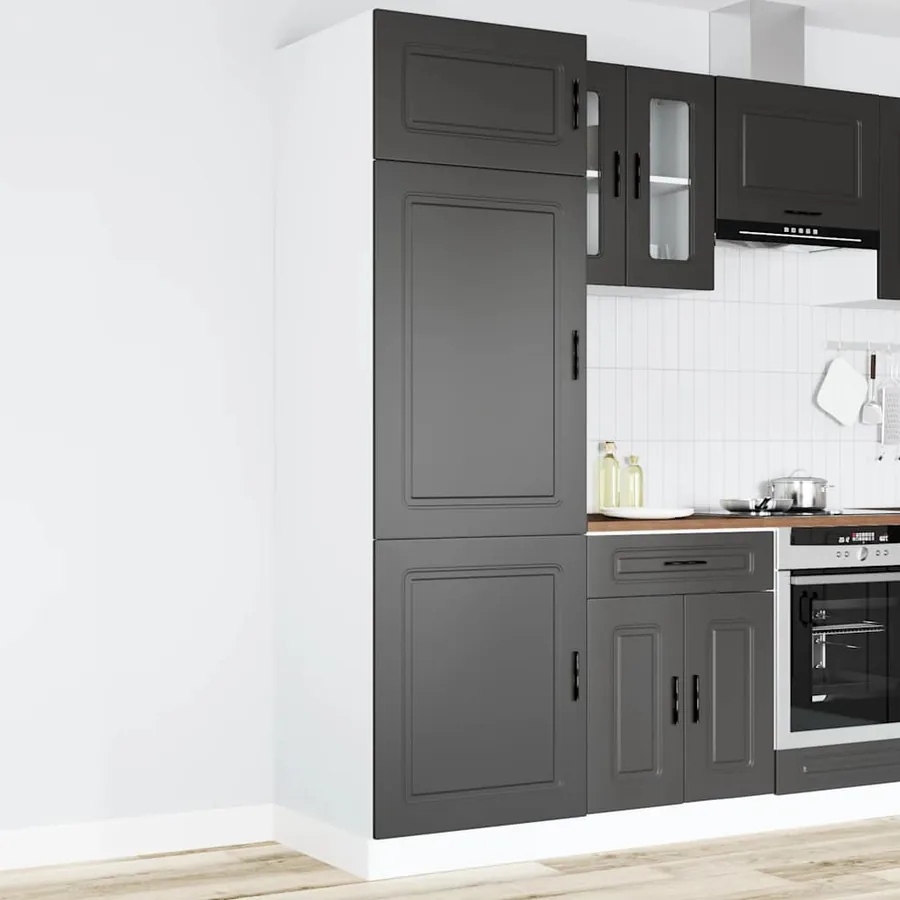 Armoire de cuisine Porto noir bois d'ingénierie