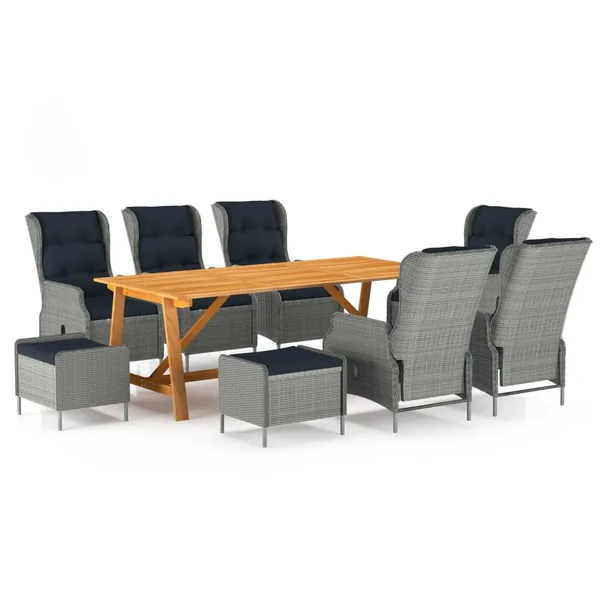 Ensemble à manger de jardin 9 pcs Gris clair