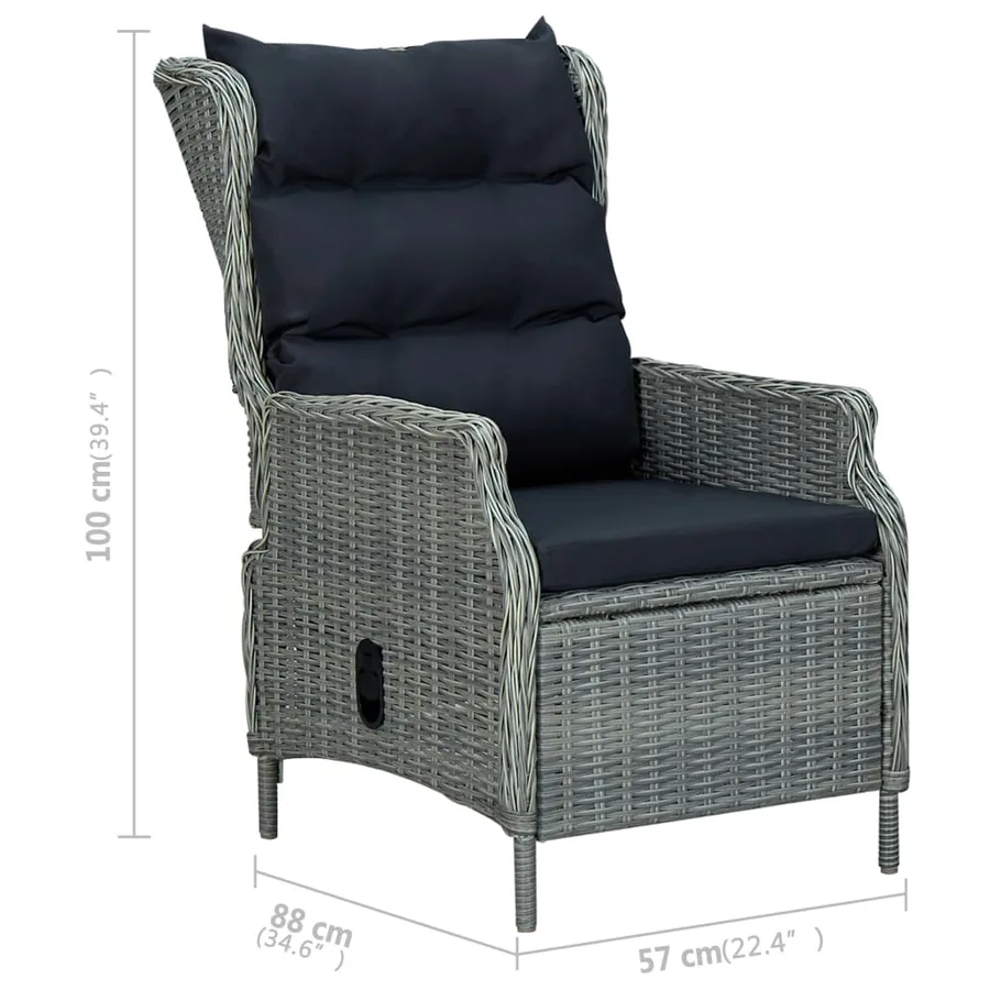 Ensemble à manger de jardin 9 pcs Gris clair - 12