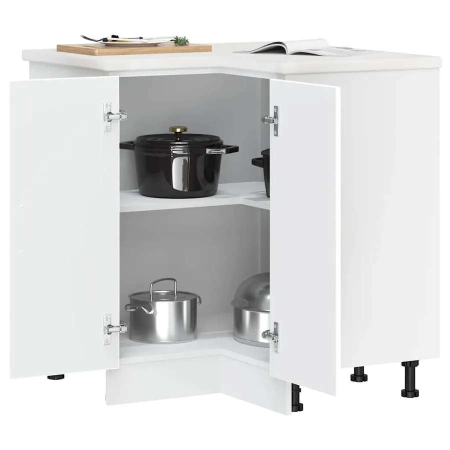 Armoire d'angle de cuisine Porto blanc bois d'ingénierie - 4