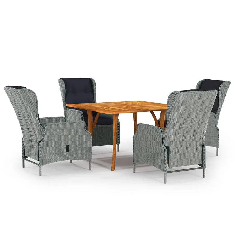 Ensemble à manger de jardin 5 pcs Gris clair
