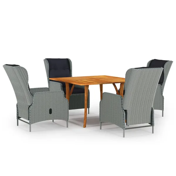 Ensemble à manger de jardin 5 pcs Gris clair