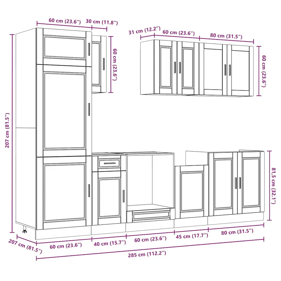 Ensemble de 8 meubles de cuisine "Porto" en chêne Sonoma - 11