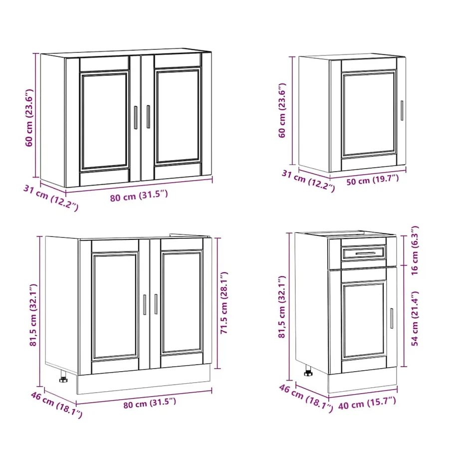 Ensemble d'armoires de cuisine 7 pcs Kalmar bois d'ingénierie - 9