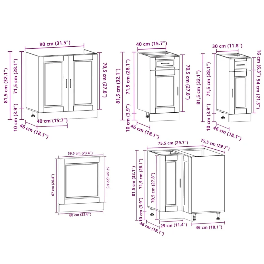 Ensemble d'armoires de cuisine 11 pcs Porto bois d'ingénierie - 10