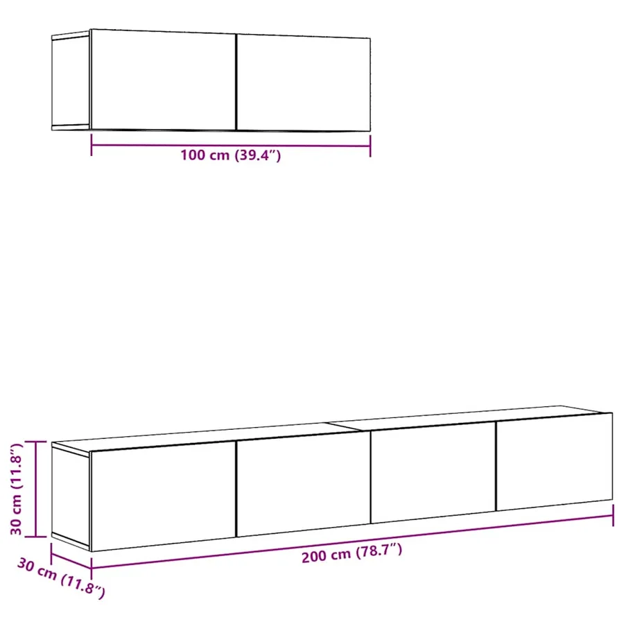 Ensemble de meuble TV mural 3 pcs vieux bois bois d'ingénierie - 7