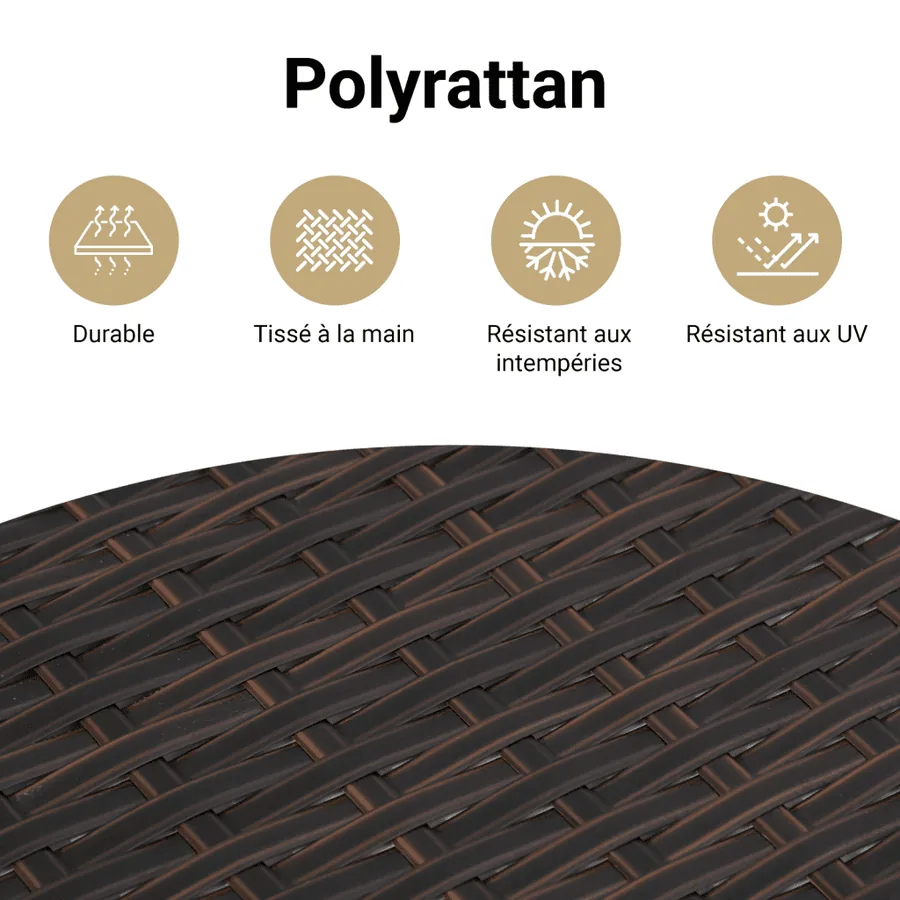 Ensemble à manger de jardin et coussins 9 pcs marron poly rotin - 7