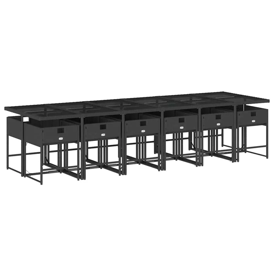 Ensemble à manger de jardin 13 pcs coussins noir résine tressée - 3
