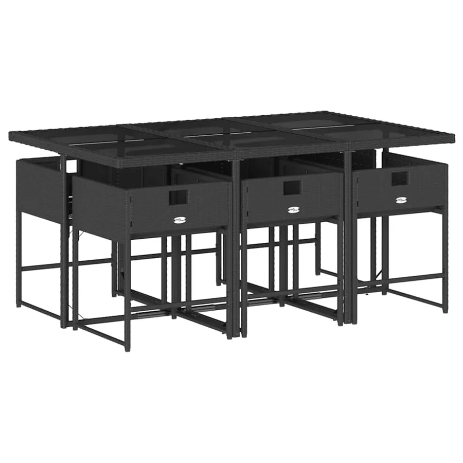 Ensemble à manger de jardin coussins 7pcs Noir Résine tressée - 3