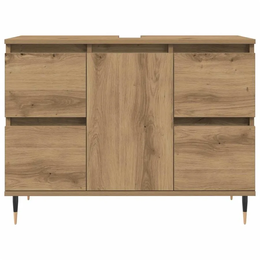 Armoire de salle de bain chêne artisanal bois d'ingénierie - 4
