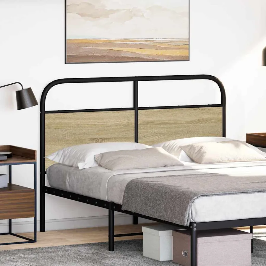 Tête de lit de remplacement chêne sonoma 120 cm acier et bois d'ingénierie - 2