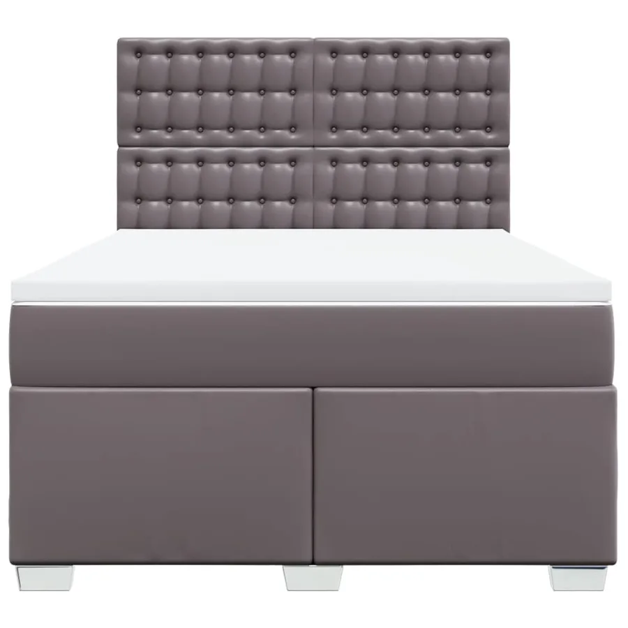 Sommier à lattes de lit avec matelas Gris 140x190 cm Similicuir - 4