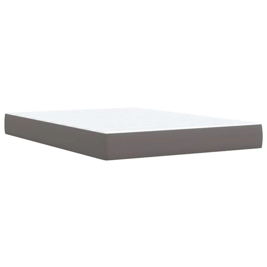 Sommier à lattes de lit avec matelas Gris 140x190 cm Similicuir - 6
