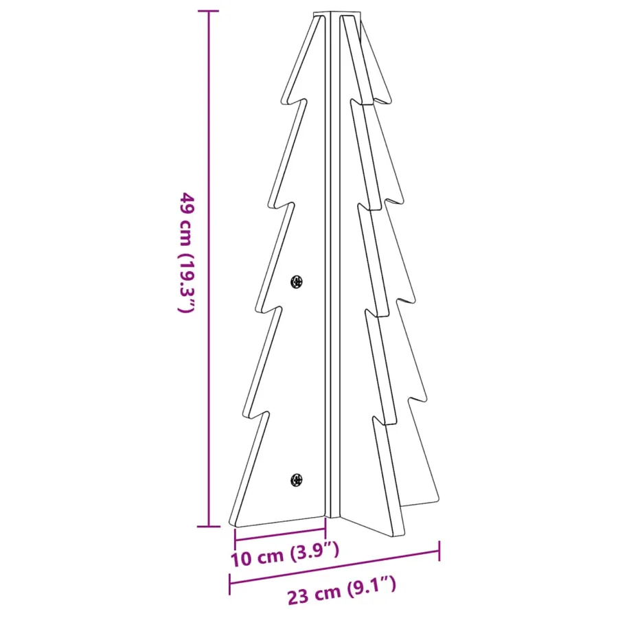 Arbre de Noël en bois pour décoration 49 cm bois massif de pin - 8