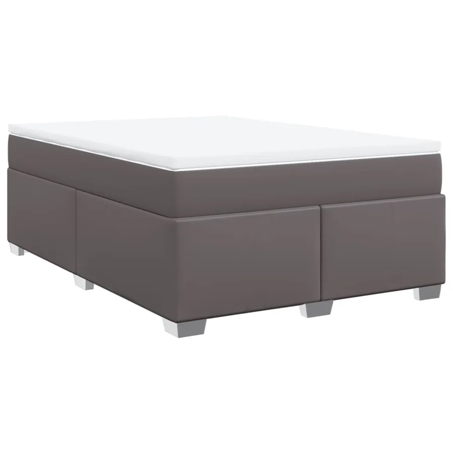 Sommier à lattes de lit avec matelas Gris 140x190 cm Similicuir - 2