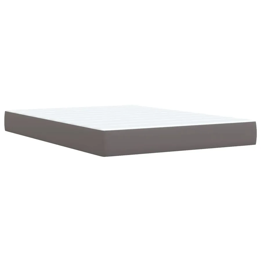 Sommier à lattes de lit avec matelas Gris 140x190 cm Similicuir - 6
