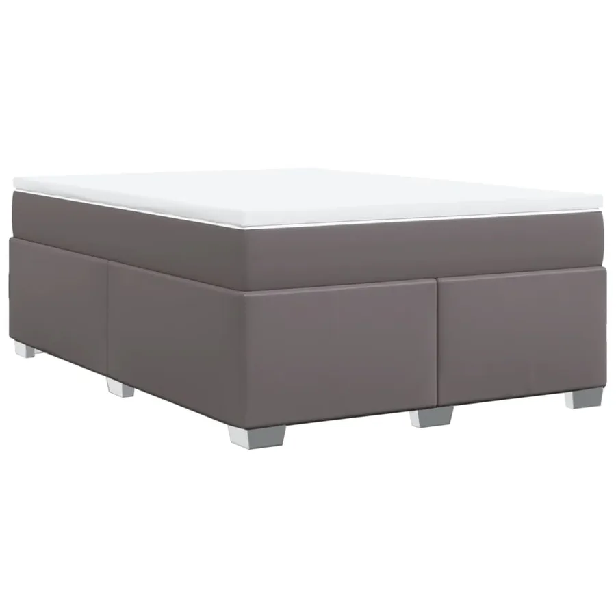 Sommier à lattes de lit avec matelas Gris 140x190 cm Similicuir - 9