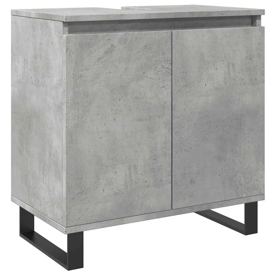 Armoire de bain gris béton 58x33x60 cm bois d'ingénierie - 2