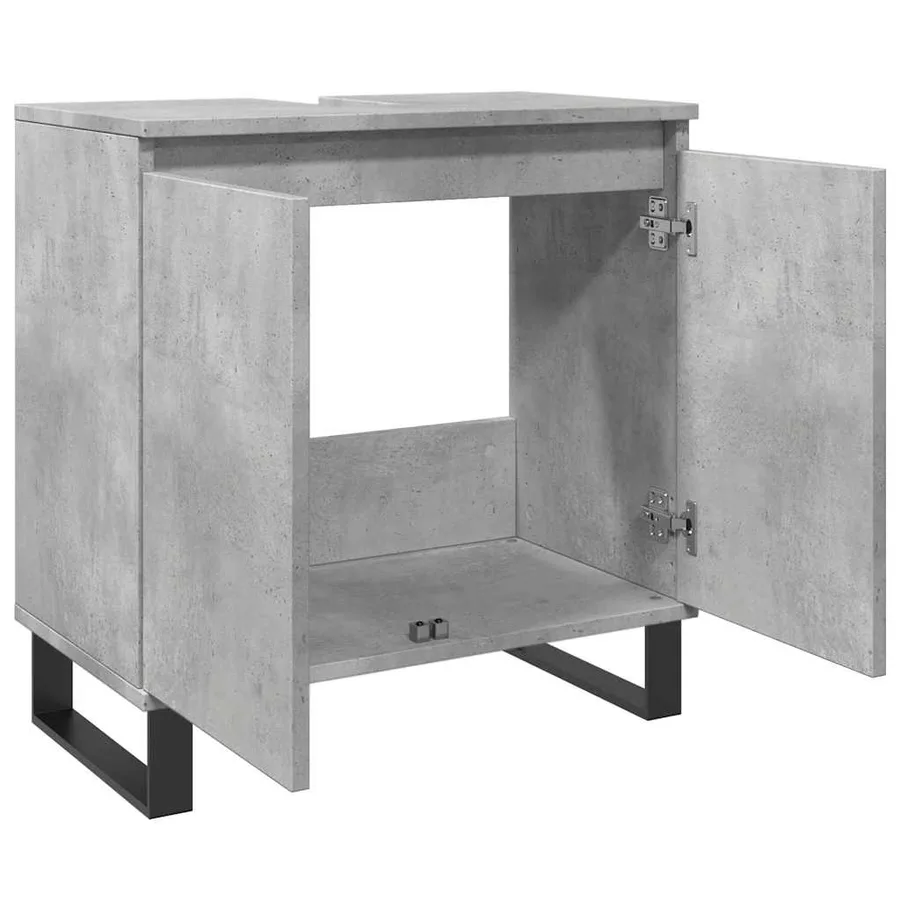 Armoire de bain gris béton 58x33x60 cm bois d'ingénierie - 8