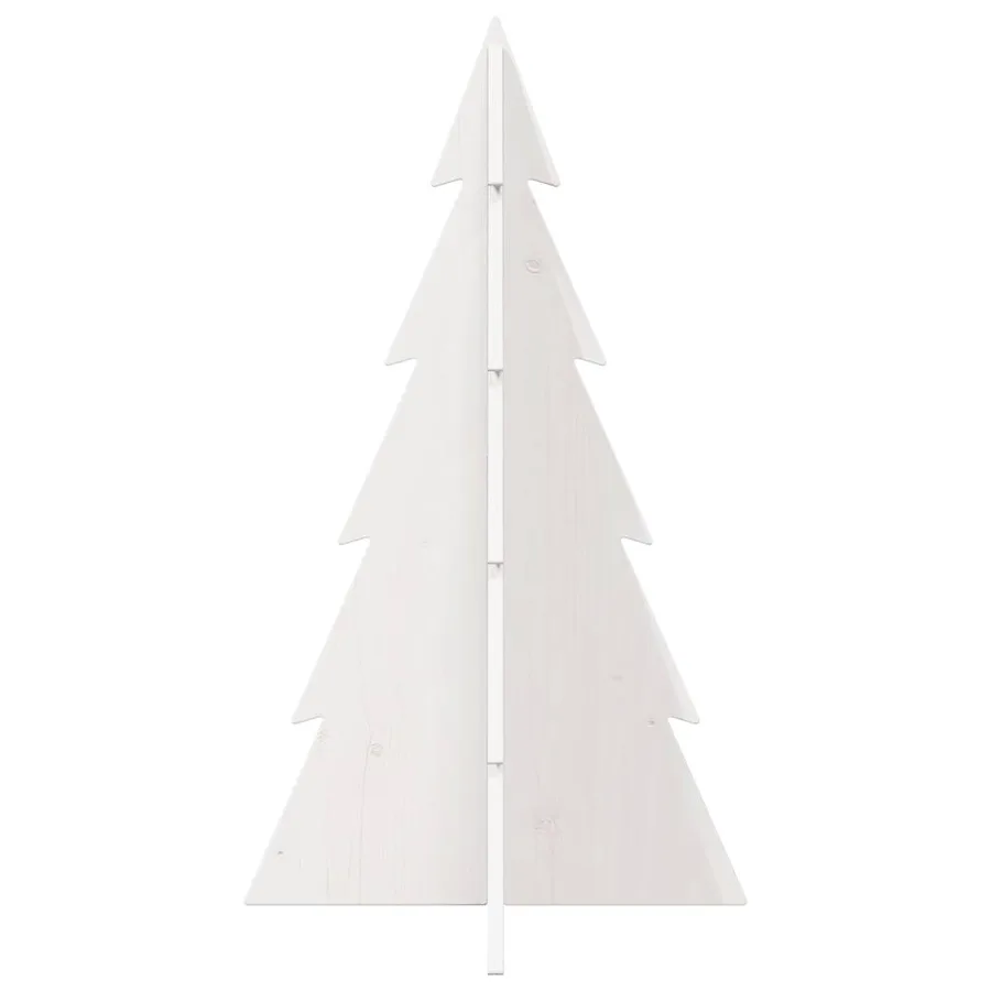 Arbre de Noël en bois pour décoration blanc 80 cm pin massif - 3