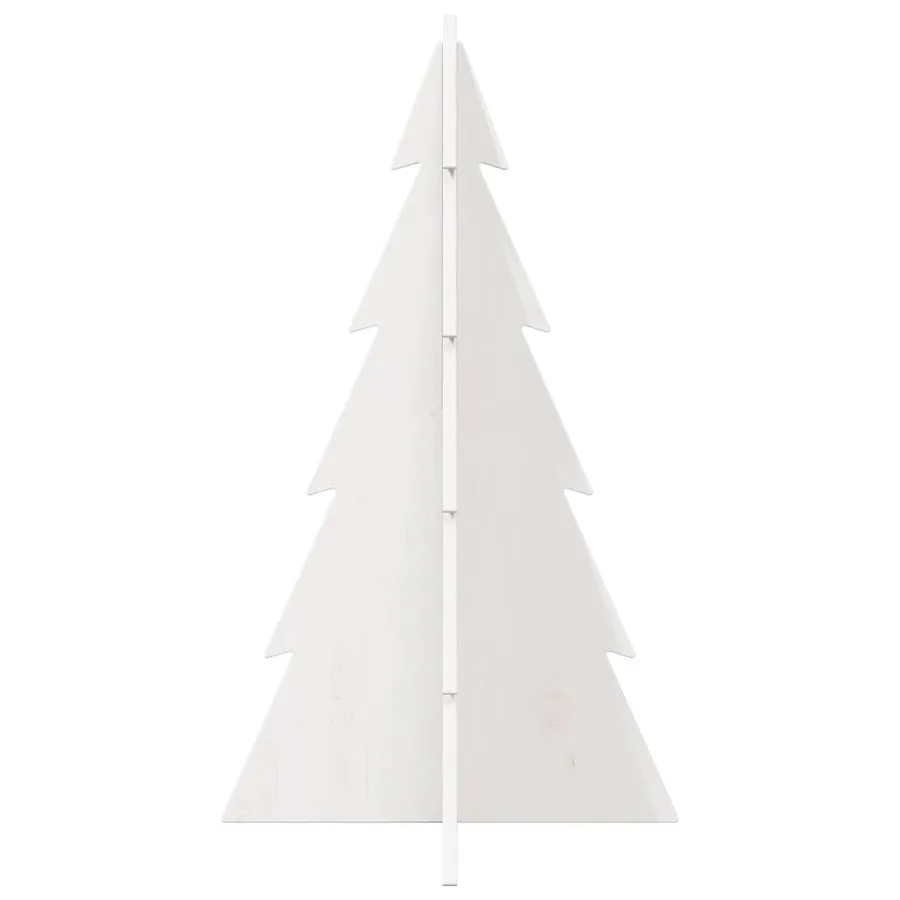 Arbre de Noël en bois pour décoration blanc 80 cm pin massif - 4