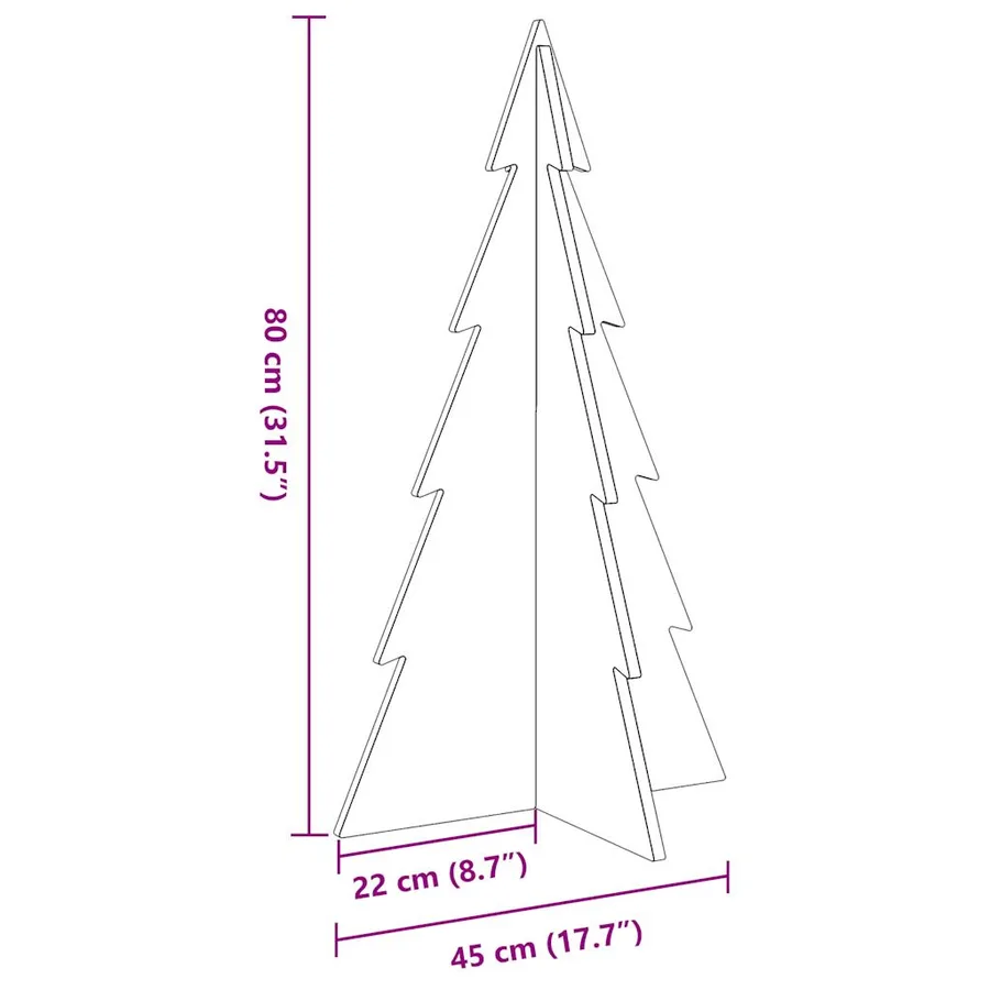 Arbre de Noël en bois pour décoration blanc 80 cm pin massif - 8