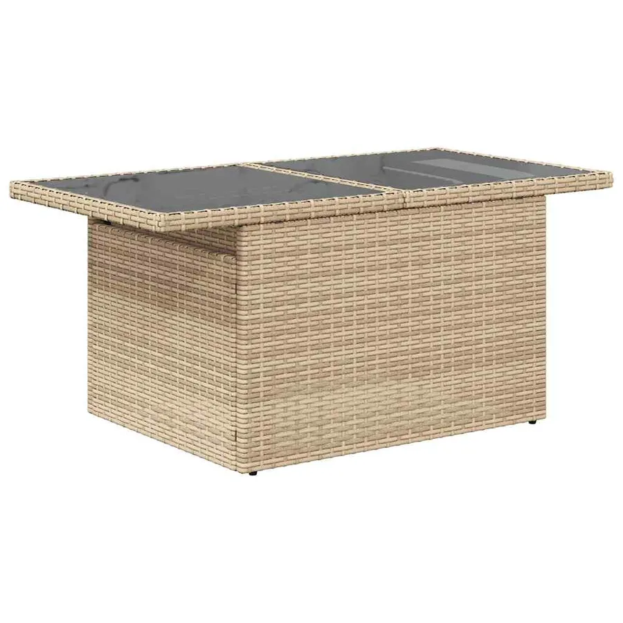 Salon de jardin avec coussins 7 pcs beige résine tressée - 7