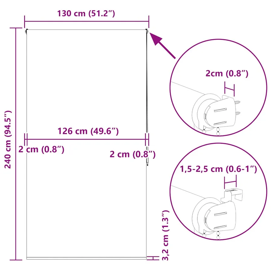 Store enrouleur de douche 130x240 cm largeur du tissu 126 cm - 16
