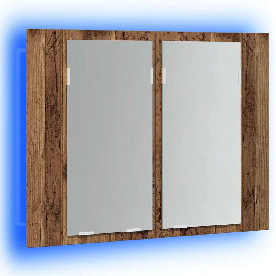 Armoire à miroir LED vieux bois 60x12x45 cm bois d'ingénierie - 4