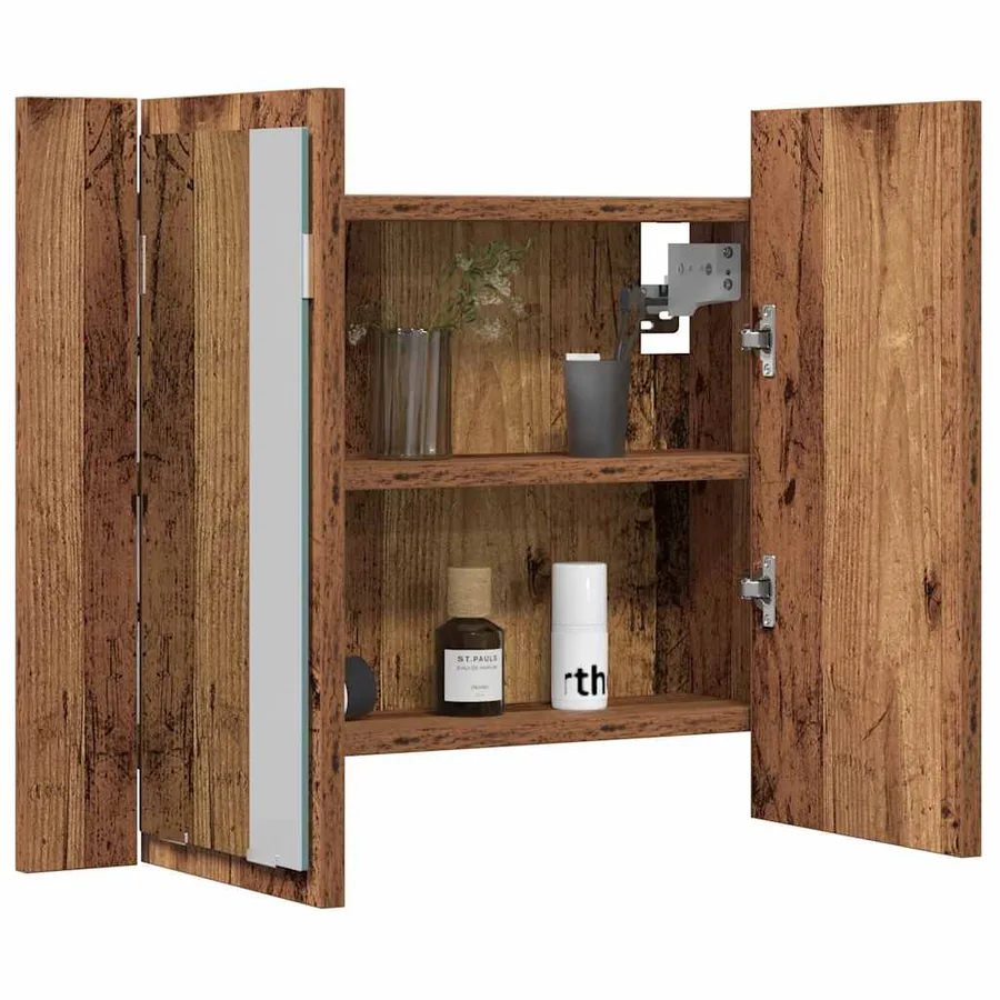 Armoire à miroir LED vieux bois 60x12x45 cm bois d'ingénierie - 5