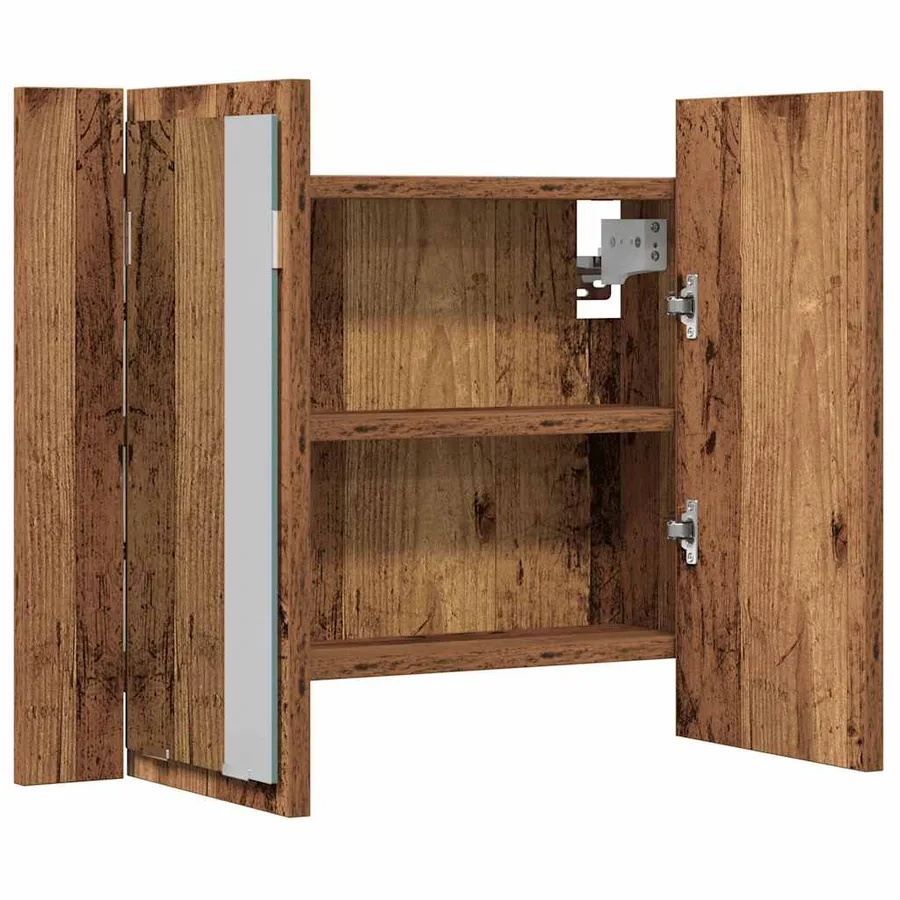 Armoire à miroir LED vieux bois 60x12x45 cm bois d'ingénierie - 8