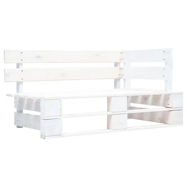 Corner garden pallet bench white wood