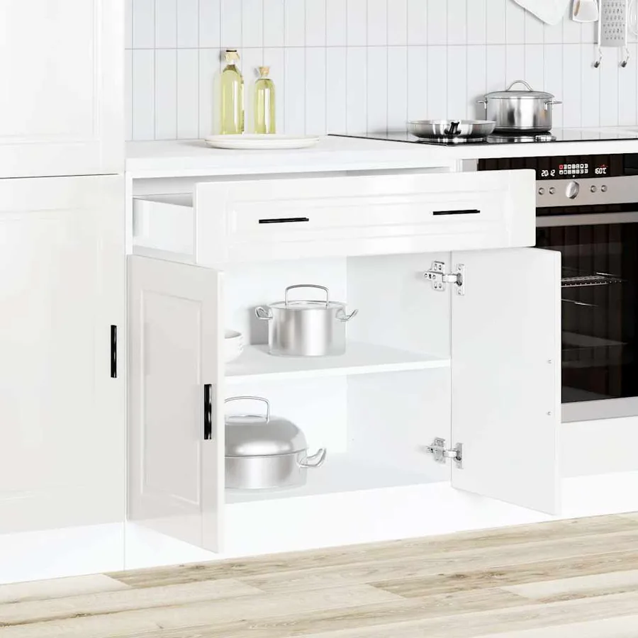 Armoire de cuisine Porto blanc brillant bois ingénierie - 3