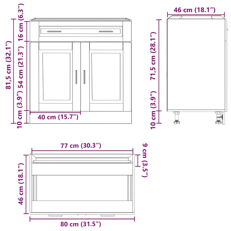 Armoire de cuisine Porto vieux bois bois d'ingénierie - 11