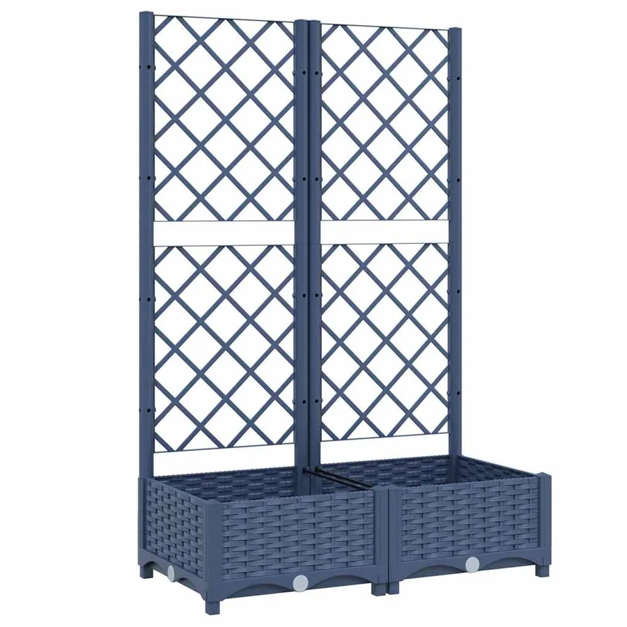 Garden planter with trellis Blue Grey 80x40x121.5 cm PP - 2