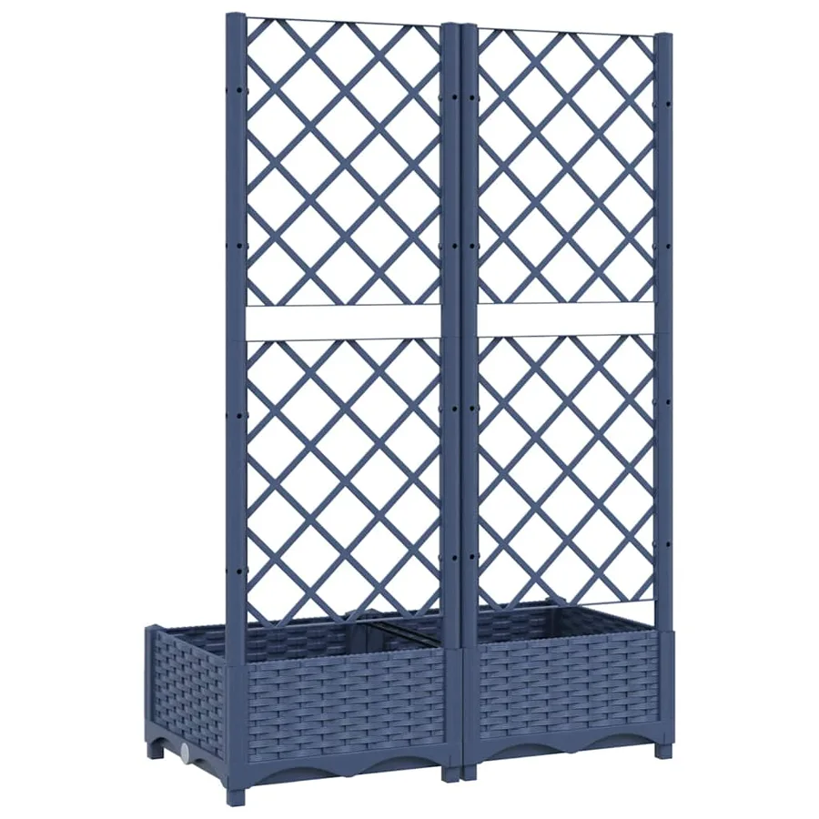 Jardinière de jardin avec treillis Bleu Gris 80x40x121,5 cm PP - 4
