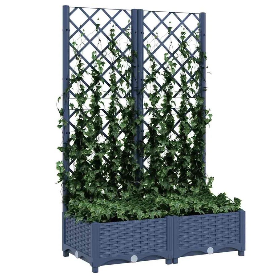 Garden planter with trellis Blue Grey 80x40x121.5 cm PP - 7