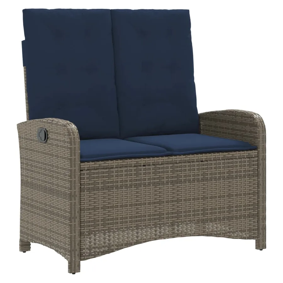 Banc inclinable de jardin avec coussins gris résine tressée - 2